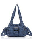 Women’s Moto Buckle Multi-Pocket Convertible Satchel Bag