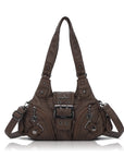 Women’s Moto Buckle Multi-Pocket Convertible Satchel Bag