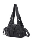 Women’s Moto Buckle Multi-Pocket Convertible Satchel Bag