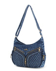 Y2K V-Zip Denim Hobo Shoulder-Crossbody Bag