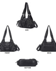 Women’s Moto Buckle Multi-Pocket Convertible Satchel Bag