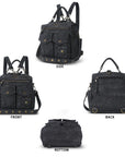 Denim Convertible Backpack Purse with Studded Strap