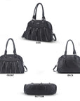 Large Multi-Zipper Pocket Satchel Bag with Crossbody Strap
