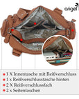 Small Double-Handle Shoulder Bag with Multiple Front Pockets