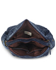 Small Multi-Pocket Denim Satchel Bag with Crossbody Strap
