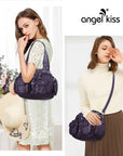 Small Double-Handle Shoulder Bag with Multiple Front Pockets
