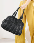 Large Multi-Zipper Pocket Satchel Bag with Crossbody Strap