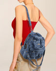 Classic Small Denim Backpack For Women
