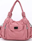 Vegan Leather Shoulder Hobo Purse with Multi-Pocket