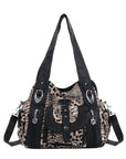 Women’s Large Leopard Print Multi-Pocket Hobo Shoulder Bag