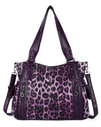 Large Leopard Print Multi-Pocket Satchel Bag for Women