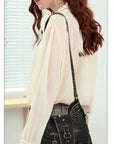 Y2K Convertible Hobo Shoulder Bag with Rivet Details