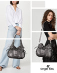 washed Large capacity Daily women Waterproof unique hobo handbag-Angelkiss Bag