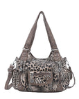 East-West Multi-Pocket PU Hobo Shoulder Bag