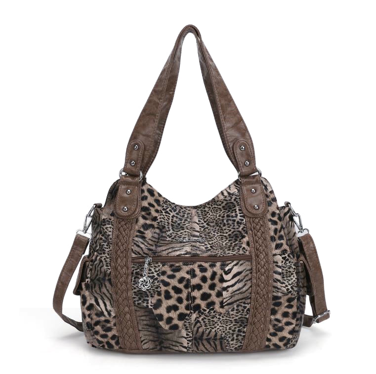 Y2k Grunge Leopard Shoulder Bag with Removable Strap – Angel Kiss