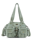 Multi-Pocket Shoulder Bag with Buckle Details and Adjustable Strap