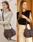 Large Braided Multi-Pocket Hobo Shoulder Bag with Crossbody Strap