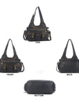 PU Convertible Multi-Pocket Hobo Crossbody Bag