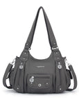 Soft PU Multi-Pocket Shoulder Purse with Crossbody Strap