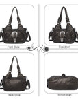 Studded Buckle Satchel Shoulder Bag with Crossbody Strap