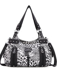 Leopard Print Large Satchel Bag with Crossbody Strap