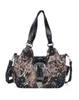 Y2K Leopard Print Studded Large Satchel Bag