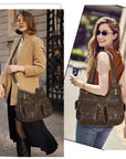 Distressed PU Crossbody Hobo Bag