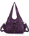 Women shoulder Handbag of High Quality Washed PU Leather-Angelkiss Bag