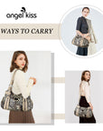 Leopard Print Large Satchel Bag with Crossbody Strap