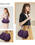 Soft PU Multi-Pocket Shoulder Purse with Crossbody Strap