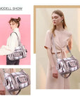 East-West Multi-Pocket PU Hobo Shoulder Bag