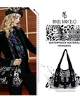 Women’s Large Leopard Print Multi-Pocket Hobo Shoulder Bag