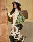 Multi-Pocket Shoulder Bag with Buckle Details and Adjustable Strap