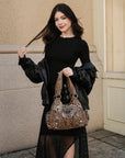 Leopard Print Y2K Shoulder Bag with Studded Details