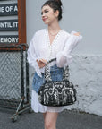 Edgy Leopard Print Satchel – Punk Rock Studded Shoulder Bag