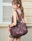 Large Multi Pocket Hobo Purse for Women with Adjustable Strap