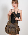 Large Multi-Pocket Convertible Hobo Bag