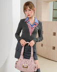 Y2K Leopard Patchwork Crossbody Bag – Front Buckle Retro Shoulder Handbag