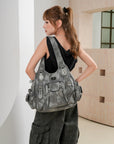 Leopard & Tie-Dye Hobo Shoulder Bag