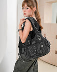 Large Multi-Pocket Convertible Hobo Bag