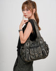 Large Multi-Pocket Convertible Hobo Bag