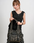 Large Multi-Pocket Convertible Hobo Bag