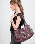 Large Multi Pocket Hobo Purse for Women with Adjustable Strap