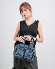 Small Multi-Pocket Satchel Bag with Adjustable Crossbody Strap
