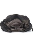 Distressed Multi-Zip Bowler Shoulder Bag