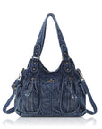 Y2K Double Pocket Shoulder Bag Belted Faux Leather Crossbody Bag