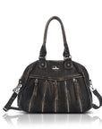 Large Multi-Zipper Pocket Satchel Bag with Crossbody Strap