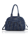 Large Multi-Zipper Pocket Satchel Bag with Crossbody Strap