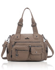 Vintage Utility Satchel Crossbody Bag with Easy-Access Pockets