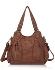 Y2K Double Pocket Shoulder Bag Belted Faux Leather Crossbody Bag